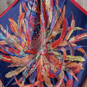 Feathers Wild Rag Printed Western Southwestern Wild Rag Scarf Accent